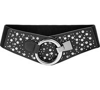 BlackButterfly Largo Elastico Allungare Metallo Costellato Gancio Fibbia Cintura (Nero, XL)