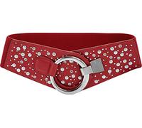 BlackButterfly Largo Elastico Allungare Metallo Costellato Gancio Fibbia Cintura (Rosso, S)