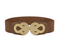 BlackButterfly Largo Elastico Vintage Stretto Metallo Interblocco Fibbia Cintura (Marrone, 2XL)