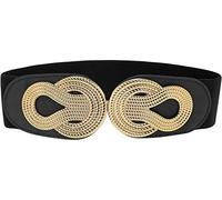 BlackButterfly Largo Elastico Vintage Stretto Metallo Interblocco Fibbia Cintura (Nero, M)