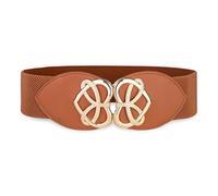 BlackButterfly Largo Fascetta Elastico allungabile Fascia vita Retrò Cuore d'oro Fibbia Girovita Cintura (Marrone chiaro, L)