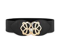 BlackButterfly Largo Fascetta Elastico allungabile Fascia vita Retrò Cuore d'oro Fibbia Girovita Cintura (Nero, L)