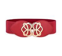 BlackButterfly Largo Fascetta Elastico allungabile Fascia vita Retrò Cuore d'oro Fibbia Girovita Cintura (Rosso, M)