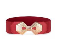 BlackButterfly Largo Fascetta Elastico allungabile Fascia vita Retrò Fiocco d'oro Fibbia Girovita Cintura (Rosso, XXL)