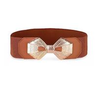 BlackButterfly Largo Fascetta Elastico allungabile Fascia vita Retrò Fiocco d'oro Fibbia Girovita Cintura (Marrone chiaro, L)