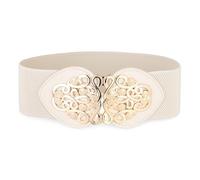 BlackButterfly Largo Fascetta Elastico allungabile Fascia vita Retrò Oro Medusa Fibbia Girovita Cintura (Beige, XXL)