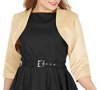 BlackButterfly Raso Bolero Giacca - Maniche a 3/4 (Oro, 3XL)