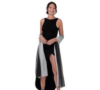 BlackButterfly Raso Setoso Sposa Matrimonio Feste Sera Scialle Pashmina Stola (Nero - Argento, 60CM X 240CM)