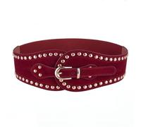 BlackButterfly Velluto Borchie pirata Decorato Vintage Fibbia Elasticizzato Cintura alta regolabile Girovita Cintura (Rosso vino, L)