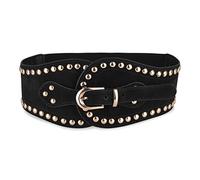 BlackButterfly Velluto Borchie pirata Decorato Vintage Fibbia Elasticizzato Cintura alta regolabile Girovita Cintura (Nero, XXL)
