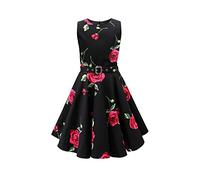 BlackButterfly Vestito Bambina Audrey, Nero Rose Rosse, 13-14 Anni