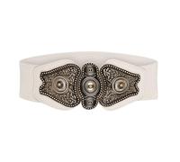 BlackButterfly Vintage Largo Elastico Allungare Antico Fibbia Cintura (Beige, XXL)