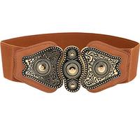 BlackButterfly Vintage Largo Elastico Allungare Antico Fibbia Cintura (Marrone, L)