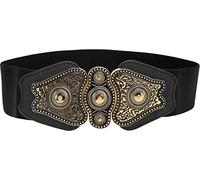 BlackButterfly Vintage Largo Elastico Allungare Antico Fibbia Cintura (Nero, L)