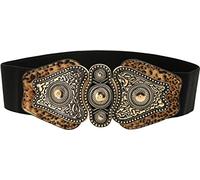 BlackButterfly Vintage Largo Elastico Allungare Antico Fibbia Cintura (Nero - Leopardato, 2XL)