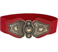 BlackButterfly Vintage Largo Elastico Allungare Antico Fibbia Cintura (Rosso, 2XL)