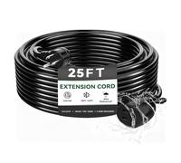 Blackcow - Prolunga di alimentazione per esterni, 7,6 m, IPX6, impermeabile, resistente al freddo e alla fiamma, cavo a 3 poli, 18AWG 125V 10A, certificato FCC/ETL per l'uso in