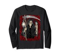 Blackcraft Vintage Death the Grim Reaper Moth Tarot Card Maglia a Manica