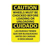 BLACKCUTTER Segnale di sicurezza con avviso di pericolo, Attenzione Cuidado Wheels Must Be Chocked, segnale stradale per parcheggio, cartello in alluminio, 20,3 x 30,5 cm, bianco 5