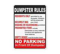 BLACKCUTTER Segnale di sicurezza con avviso di pericolo, Dumpster Rules Residents Only No Parking In Front Of Dumpster, cartello stradale commerciale per parcheggio, cartello in alluminio, 30,5 x 40,6