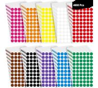 BlackDreams® Etichette autoadesive rotonde a pois da 12 mm, superficie scrivibile, per attività dei bambini, classificazione dei file, calendari, marcatura, organizzazione, colori assortiti (4800)