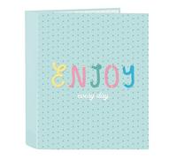 BlackFit8 ENJOY - Cartella a 4 anelli, ideale per bambini di diverse età, comoda e versatile, qualità e resistenza, 27 x 6 x 33 cm, colore verde menta pastello