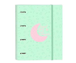 BLACKFIT8 MOON - Raccoglitore 4 anelli da 35 cm con 100 fogli A4, ideale per bambini di diverse età, comodo e versatile, qualità e resistenza, 27 x 3,5 x 32 cm, colore verde, Verde, Estándar, Casual