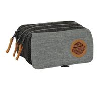 BLACKFIT8 OLD SCHOOL - Astuccio triplo Big riciclato, astuccio per bambini, ideale per bambini in età scolastica, comodo e versatile, qualità e resistenza, 21,5 x 8 x 10 cm, Nero/Grigio, M, Casual