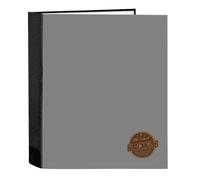 BLACKFIT8 OLD SCHOOL - Cartellina a 4 anelli, ideale per bambini di diverse età, comoda e versatile, qualità e resistenza, 27 x 6 x 33 cm, Nero/Grigio, M, Casual