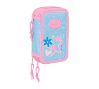 BLACKFIT8 SMILE - Astuccio scuola con 37 utili inclusi, astuccio per bambini, ideale per bambini dai 5 ai 14 anni, comodo e versatile, qualità e resistenza, 12,5 x 5,5 x 19,5 cm, Blu chiaro/Rosa