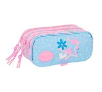 BLACKFIT8 SMILE - Astuccio triplo grande, astuccio per bambini, ideale per bambini in età scolastica, comodo e versatile, qualità e resistenza, 21,5 x 8 x 10 cm, Blu chiaro/Rosa Chiaro, M, Casual