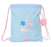 BLACKFIT8 SMILE - Zaino a sacco piatto, grande, ideale per bambini di diverse età, comodo e versatile, qualità e resistenza, 35 x 40 cm, Blu chiaro/Rosa Chiaro, M, Casual