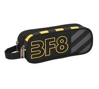 Blackfit8 ZONE - Astuccio doppio in tessuto riciclabile, astuccio per bambini, ideale per bambini in età scolastica, comodo e versatile, qualità e resistenza, 21 x 6 x 8 cm, colore nero, Nero,
