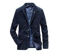 Blackhei, giacca da uomo in velluto a coste per autunno 4XL, slim fat casual cappotto, Blu, XXL