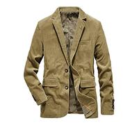Blackhei, giacca da uomo in velluto a coste per autunno 4XL, slim fat casual cappotto, cachi, XXXL