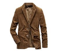 Blackhei, giacca da uomo in velluto a coste per autunno 4XL, slim fat casual cappotto, Marrone, XL