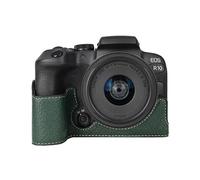 (Blackish Green, Multicolor) For Canon EOS R10 Camera Case Large Cutout Litchi Texture PU Leather Protective Cover - Coffee
