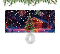 Blacklights Tapestry Christmas Decor | Merry Christmas Blacklights Tapestry Neon,Banner Glow In Dark Backdrop Snowmans Tree Candy Cane Fireworks For Party Room Wall Holiday Scene