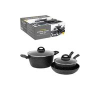 Blackmoor 66120 - Pentolino da latte antiaderente, 16 cm Set di 3 padelle. Nero