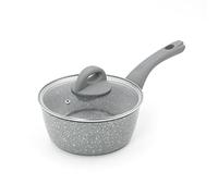 Blackmoor 66149 - Casseruola classica da 18 cm, con coperchio in vetro temperato, rivestimento antiaderente, manico Cool Touch, adatta per piani cottura a induzione, gas ed elettrici, colore grigio