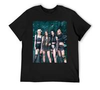 Blackpink - Maglietta basic da uomo in morbido cotone lavato, comoda, a maniche corte, girocollo, con spalle rinforzate per una lunga durata, Nero , L