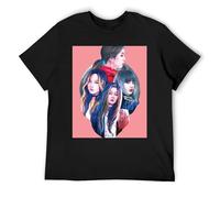 Blackpink - Maglietta casual a maniche corte in cotone con stampa grafica, design artistico, per l'uso quotidiano, Nero , XL