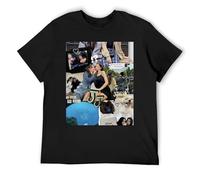 Blackpink - Maglietta da uomo oversize in cotone, vestibilità larga, stile streetwear, a maniche corte, con spalle scese, per la moda urbana, Nero , XL