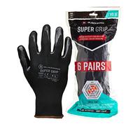 Blackrock Confezione da 6 guanti da lavoro Super Grip, in nitrile nero, per uomo e donna, per coperture, magazzino, sottili, per il fai da te, per il giardinaggio, guanti da lavoro di sicurezza