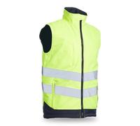 Blackrock Gilet imbottito ad alta visibilità, colore giallo/blu navy, ad alta visibilità, unisex, in pile, Gillette, da lavoro, caldo, impermeabile, antivento, trapuntato, taglia L