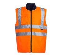 Blackrock Hi Vis Body Warmer Arancione/Navy Gilet imbottito reversibile Hi-Vis, foderato in trapunta, caldo scaldacorpo da lavoro per uomo e donna, gilet equestre riflettente per la sicurezza.