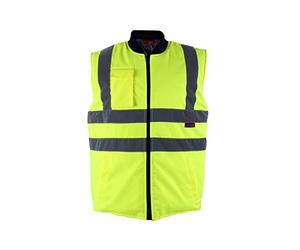 Blackrock Hi Vis Body Warmer Giallo/Navy Gilet imbottito reversibile, foderato in trapunta, caldo scaldacorpo da lavoro per uomini e donne, gilet equestre Hi Vis riflettente abbigliamento di sicurezza