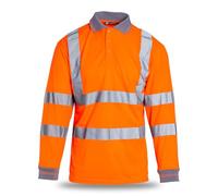 Blackrock Hi-Vis Long Sleeve Polo Shirt, Arancione Industria Ferroviaria, T-Shirt, Abbigliamento da Lavoro di utilità e Sicurezza, DPI ad Alta visibilità, per Uomo Donna Unisex, EN20471 Classe 3