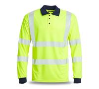 Blackrock Polo a maniche lunghe Eco+ Hi-Vis, poliestere riciclabile GRS giallo, protezione SPF50+, abbigliamento da lavoro e di sicurezza, uomo e donna, EN20471 classe 2, taglia S
