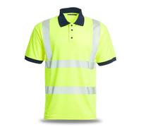 Blackrock Polo Eco+ ad alta visibilità, poliestere riciclabile GRS giallo, protezione SPF50+, maglietta, abbigliamento da lavoro e di sicurezza, uomo e donna, EN20471 classe 2, taglia XXL